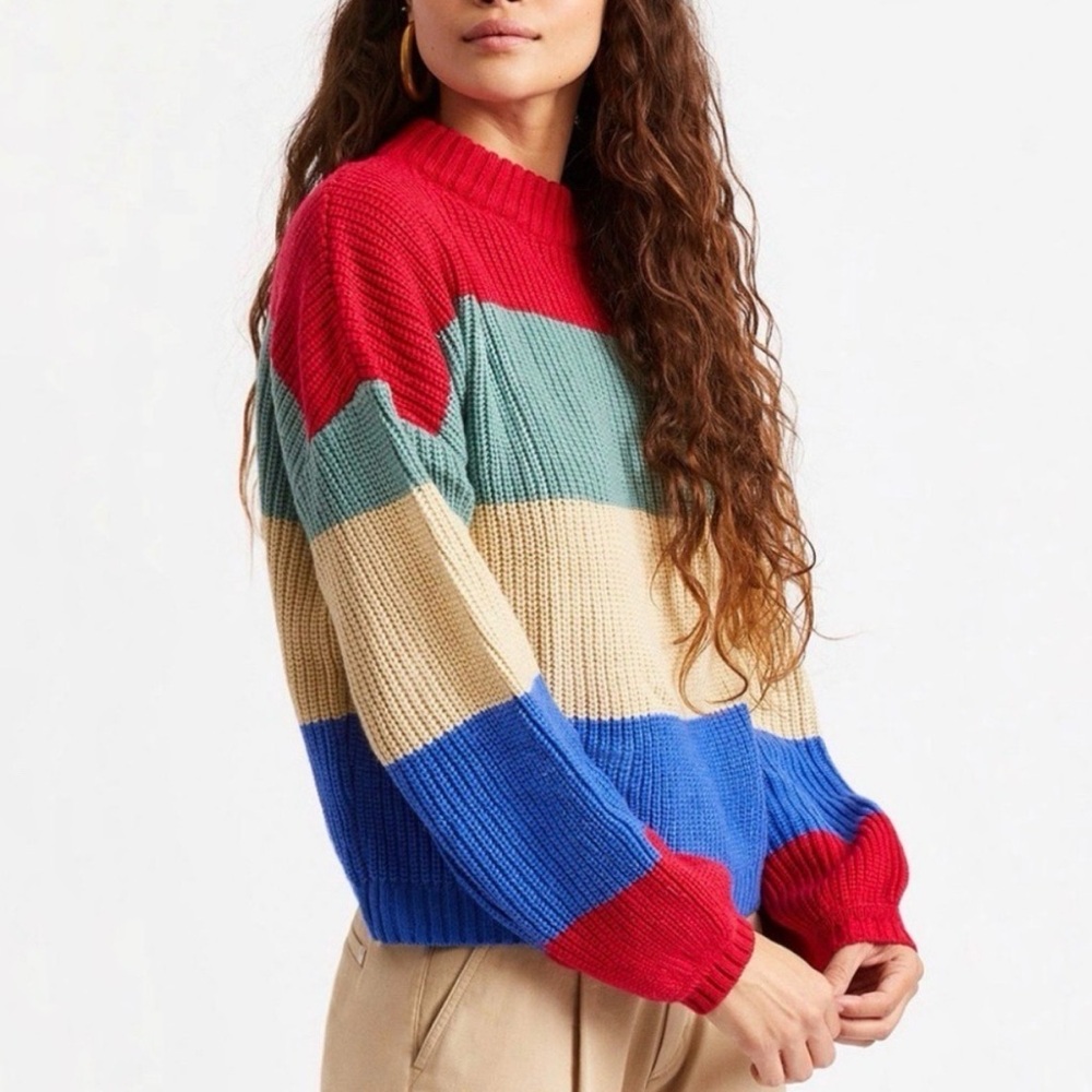 BRIXTON Madero Balloon Sleeve Block Stripe Sweater